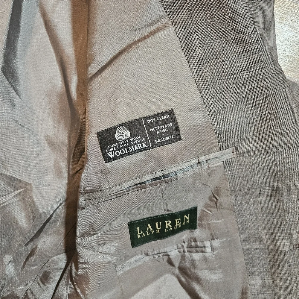 LAUREN Ralph Lauren Green Label Blazer Men's Size 44R Gray 100% Wool
